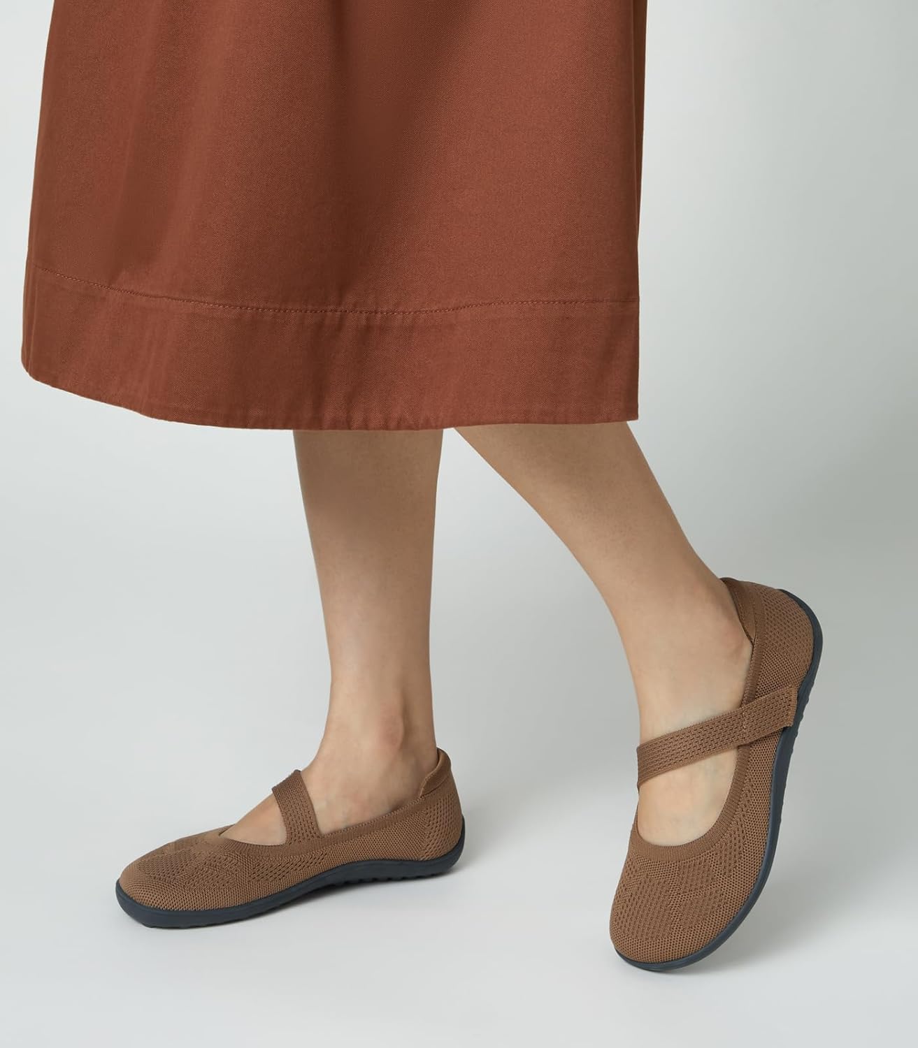 Arromic Wide Toe Box Flat Shoes Women Mary Jane Flat Shoes Comofortable Ballet Flat with Adjustable Straps Slip on Washable Knit Casual Flats - Image 4