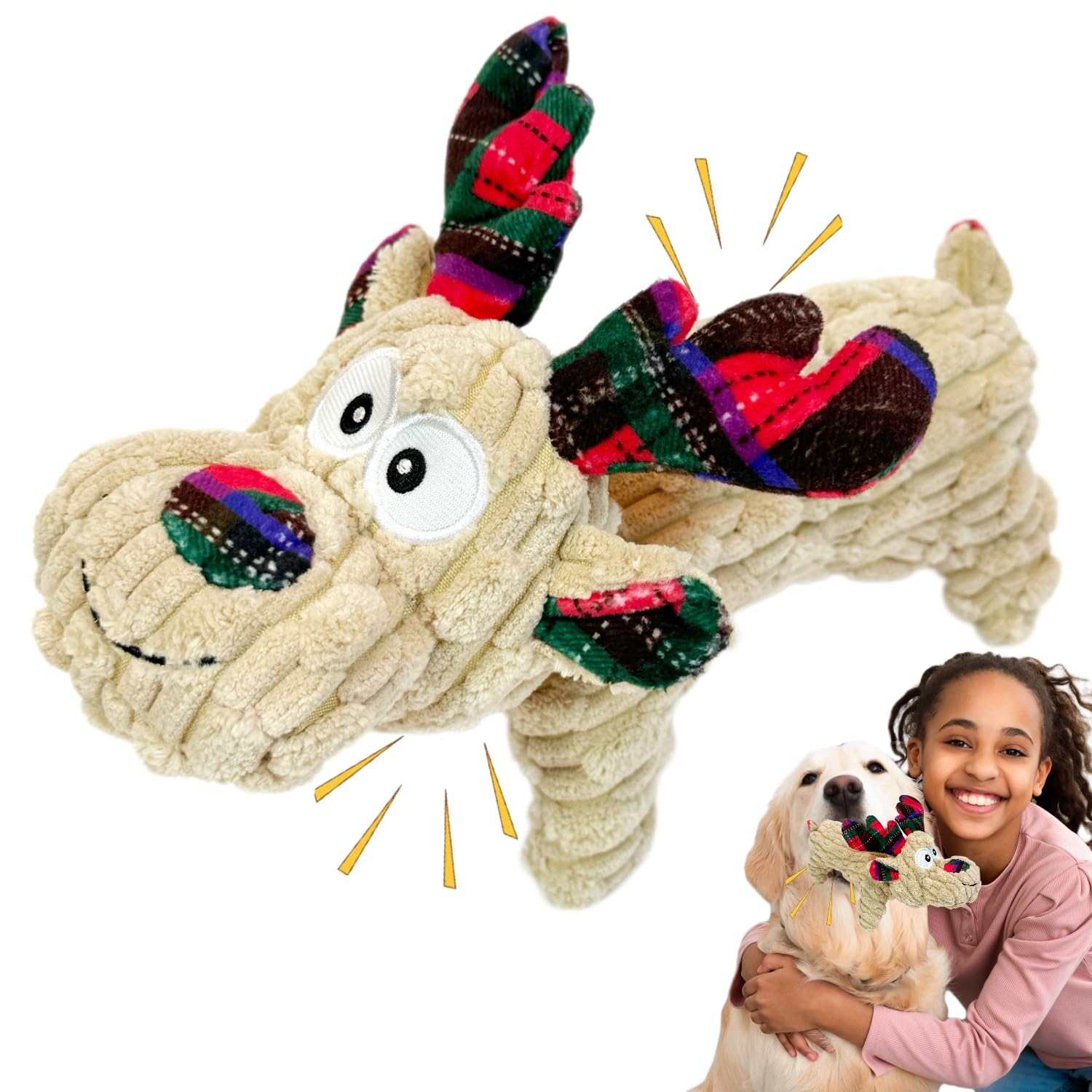 Christmas Dog Squeaky Toys with Crinkle, Plush Interactive Chew Toys
