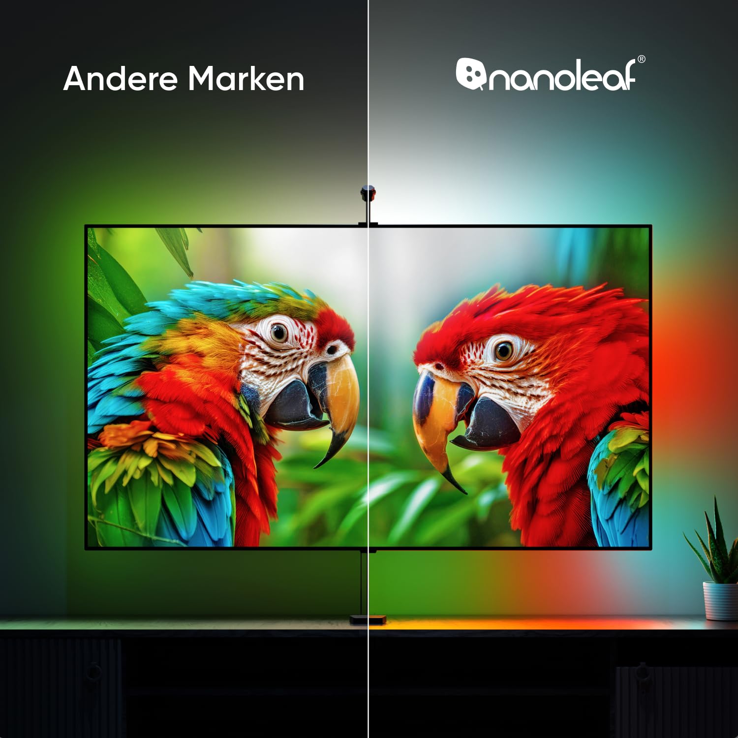 Nanoleaf 4D V2 Screen Mirror Zickzack Lightstrip Kit für TV/Fernseher bis zu 65 Zoll (165 cm) - Smart RGBW LED Streifen Hintergrundbeleuchtung + Kamera, Funktioniert mit Alexa Apple