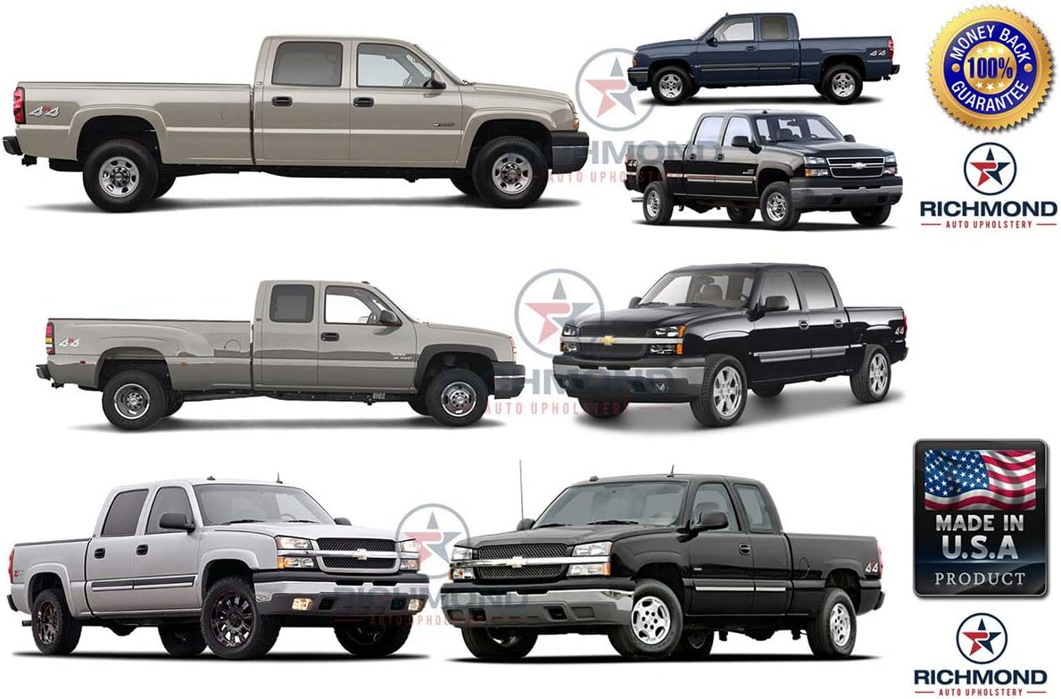 Richmond Auto Upholstery - Driver Side Bottom, Lean Back & Armrest Replacement Leather Seat Covers, Dark Gray (Compatible with 2003 Chevy Silverado 1500 LT LS)