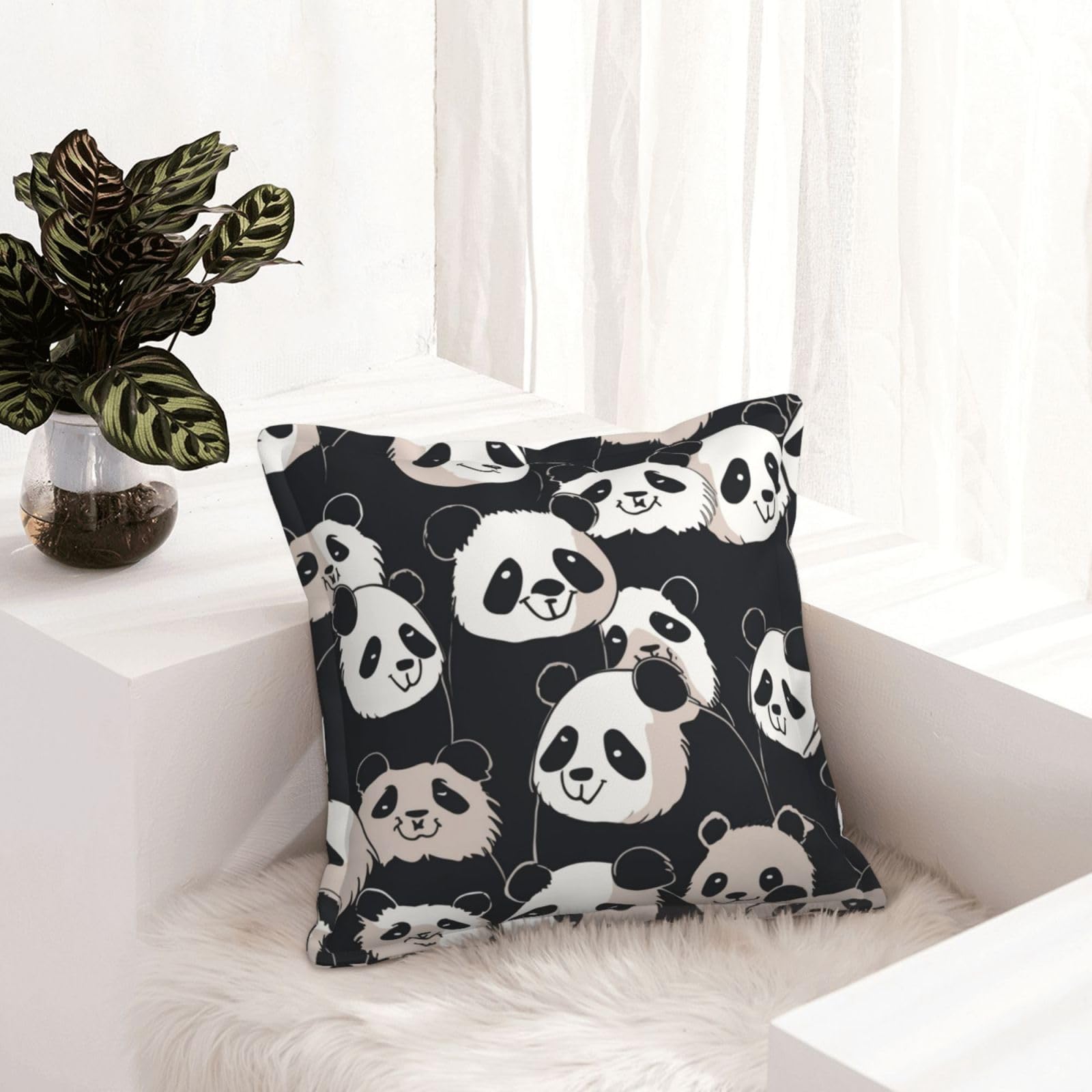 Housses de coussin en similicuir impermeable et resistant lot de 2 motif panda