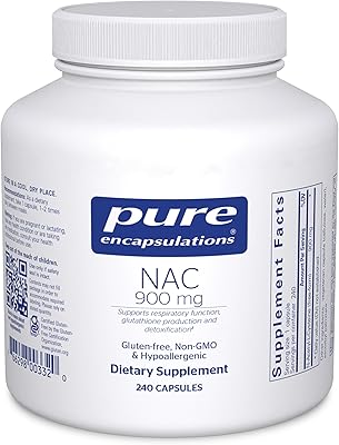 Pure Encapsulations NAC 900 mg - N-Acetyl Cysteine Amino Acid Supplement for Lung & Immune Support, Liver & Antioxidants - 240 Capsules