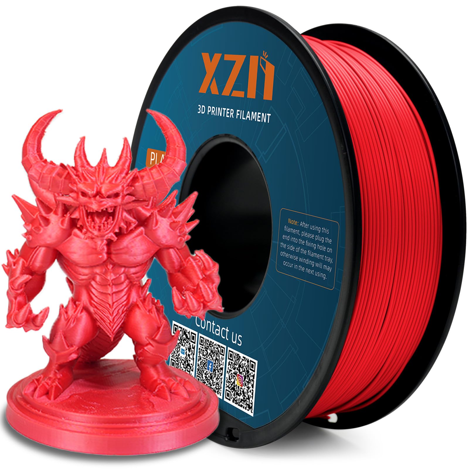 PLA Filament 1.75mm Red, 3D Printer Filament 1kg Spool (2.2lbs), Neatly Wound, +/- 0.02mm Precision, No Clog/Bubble, Excellent Layer Adhesion, Fits Most FDM Printers