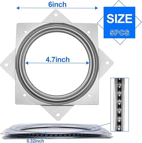 Miniatura 9 de LOSYHU Lazy Susan - Bandeja giratoria de acero de 6 pulgadas, capacidad de 500 libras, bandeja giratoria de rodamiento de bolas de acero para