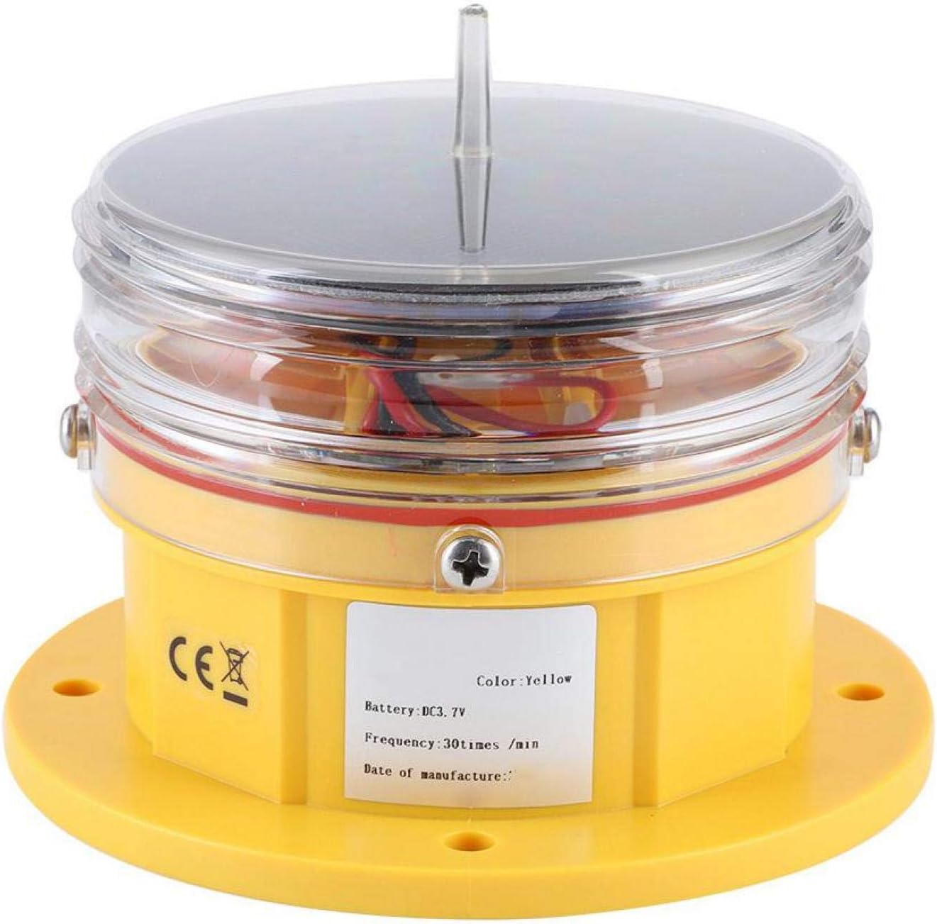 Safety Beacon Light, IP68 Waterproof UV-Resistant PC Solar Power Sidelight, LED 360° Lighting Safety Beacon Flashing Light for Ship Marine Dock Barge