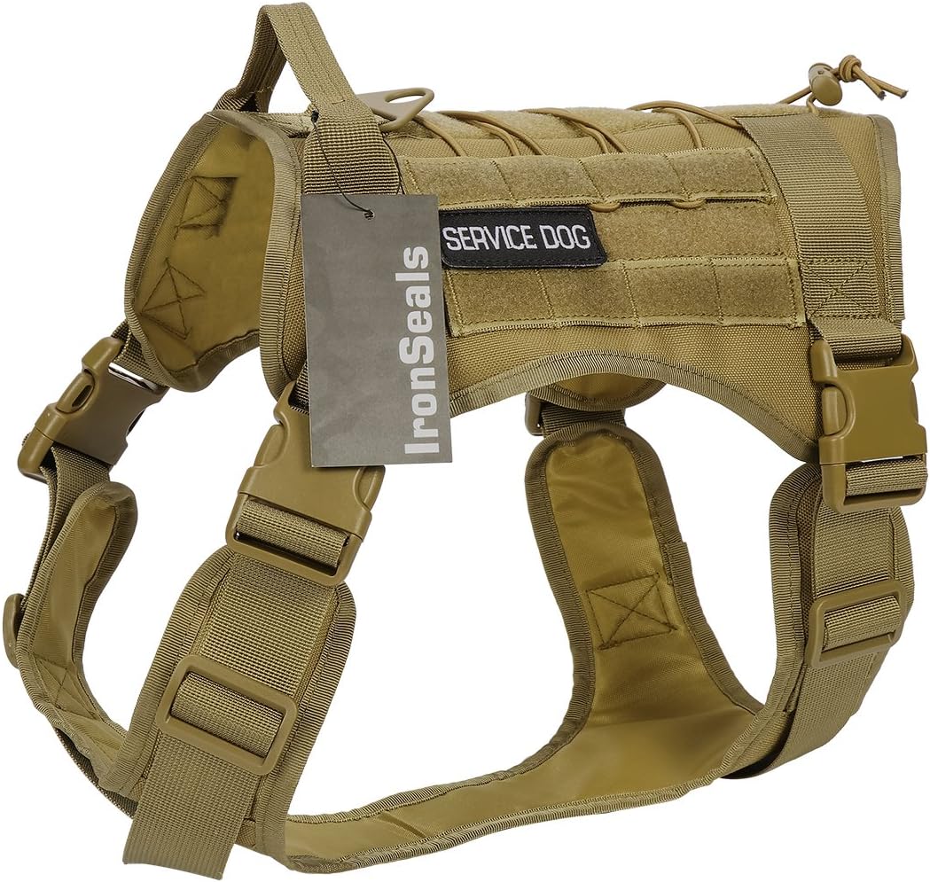 IronSeals Tactical Service Dog Vest Patrol Training Dog Harness Molle Dog Vest Harness with Handles