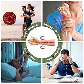 MagEnergy Mens Copper Magnetic Bracelets & Lymphatic Drainage Ring, 99.9% Pure Copper Bracelet with Double-Row Strength Magnets, Adjustable Jewelry with Sizing ToolBlack