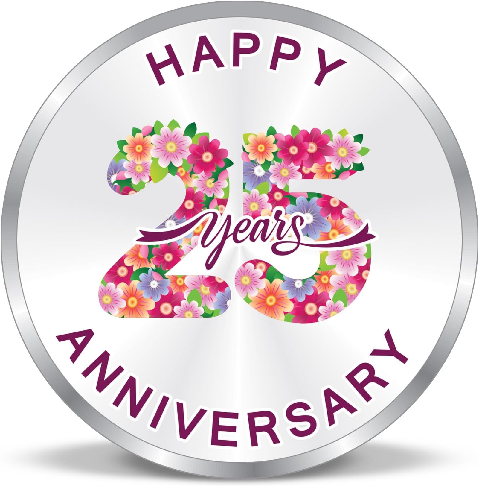 ACPLPrecious Moments BIS Hallmarked Silver Coin 25th & 50th Happy Anniversary Floral Design 999 Pure