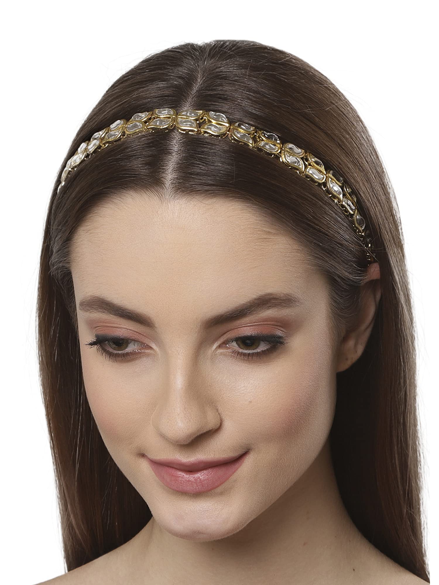 Karatcart White Metal Kundan Studded Handcrafted Hairband for Women - White (B09HBW3X9L) Amazon Price History, Amazon Price Tracker
