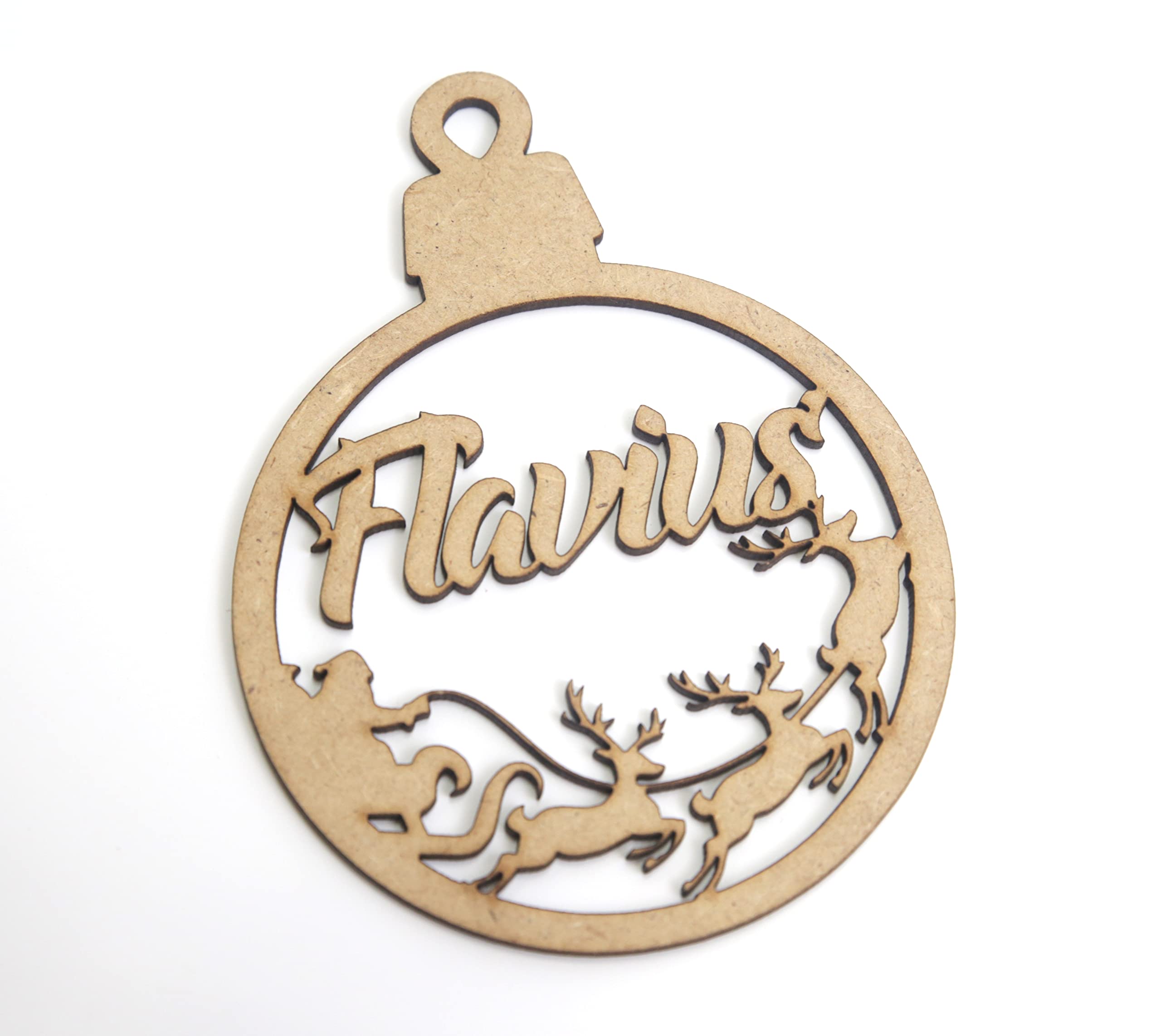 Pallina di Natale in legno intagliato personalizzata con nome