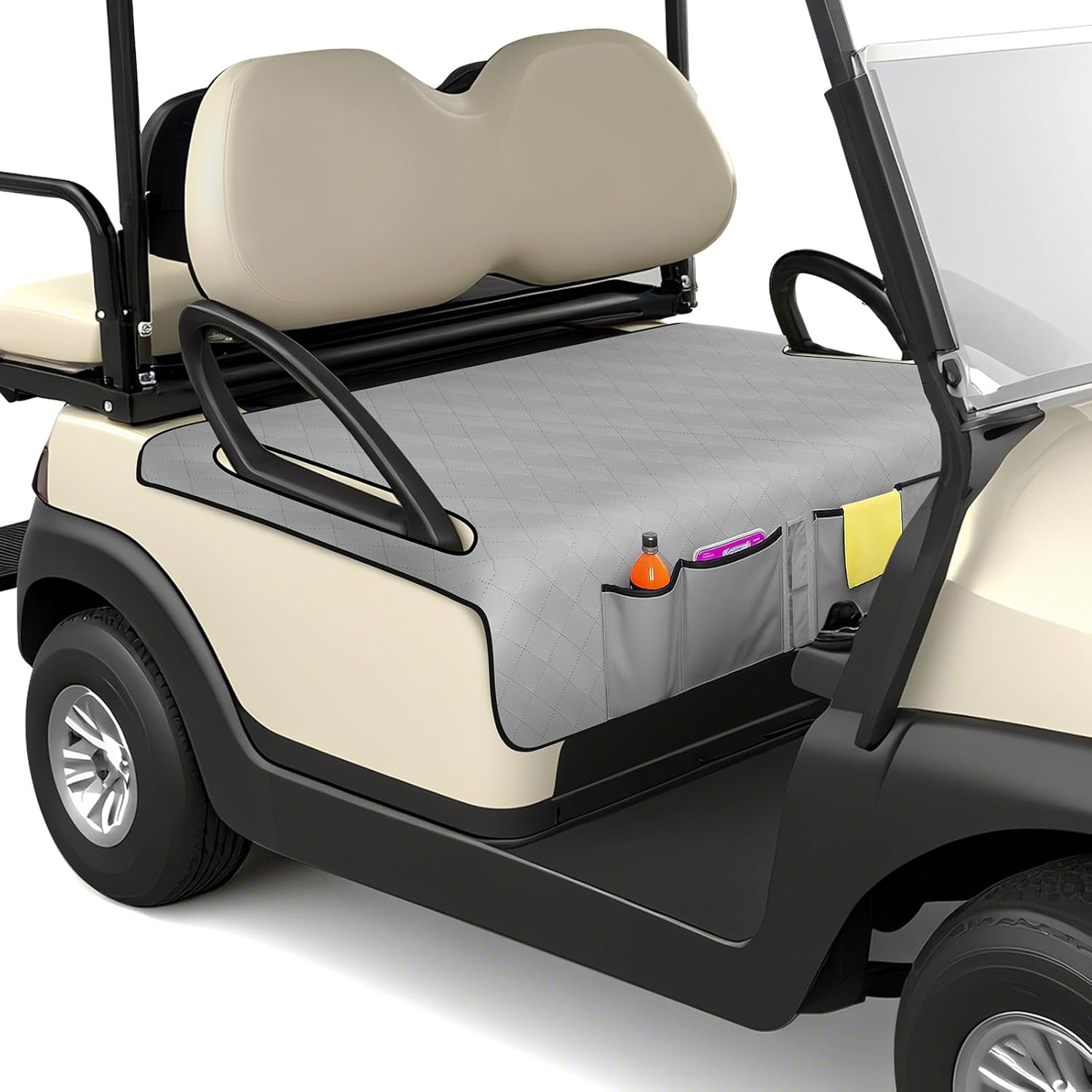 Golf Cart Seat Covers, Universal Golf Cart Seat Blanket for EZGO、Yamaha、Club Car and More 2 Person Seats Golf Carts, with 4 Pockets & Nonskid Bottom