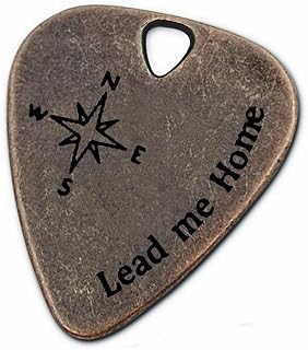 JUPPE Birthday Gifts For Boyfriend or Girlfriend, Bronze Copper Lead Me Home Guitar Pick and Bass Pick With Leather Case Music Gifts For Him or Her (Lead me home)