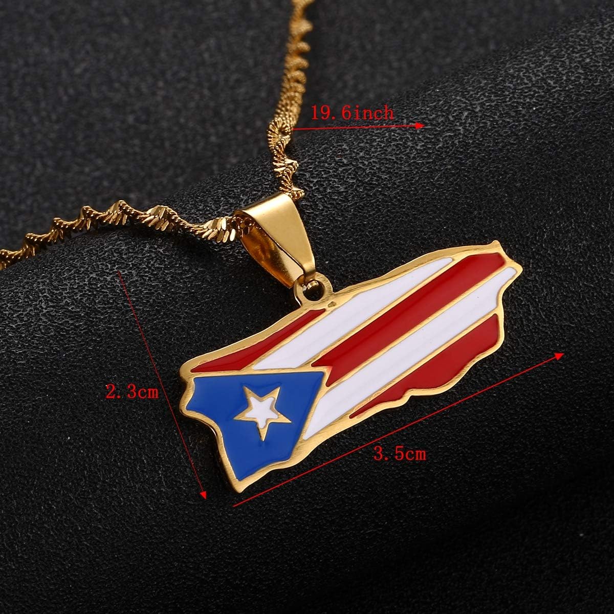 Enamel Puerto Rico Map Pendant Chain for Women Puerto Ricans Map Jewelry - Image 3