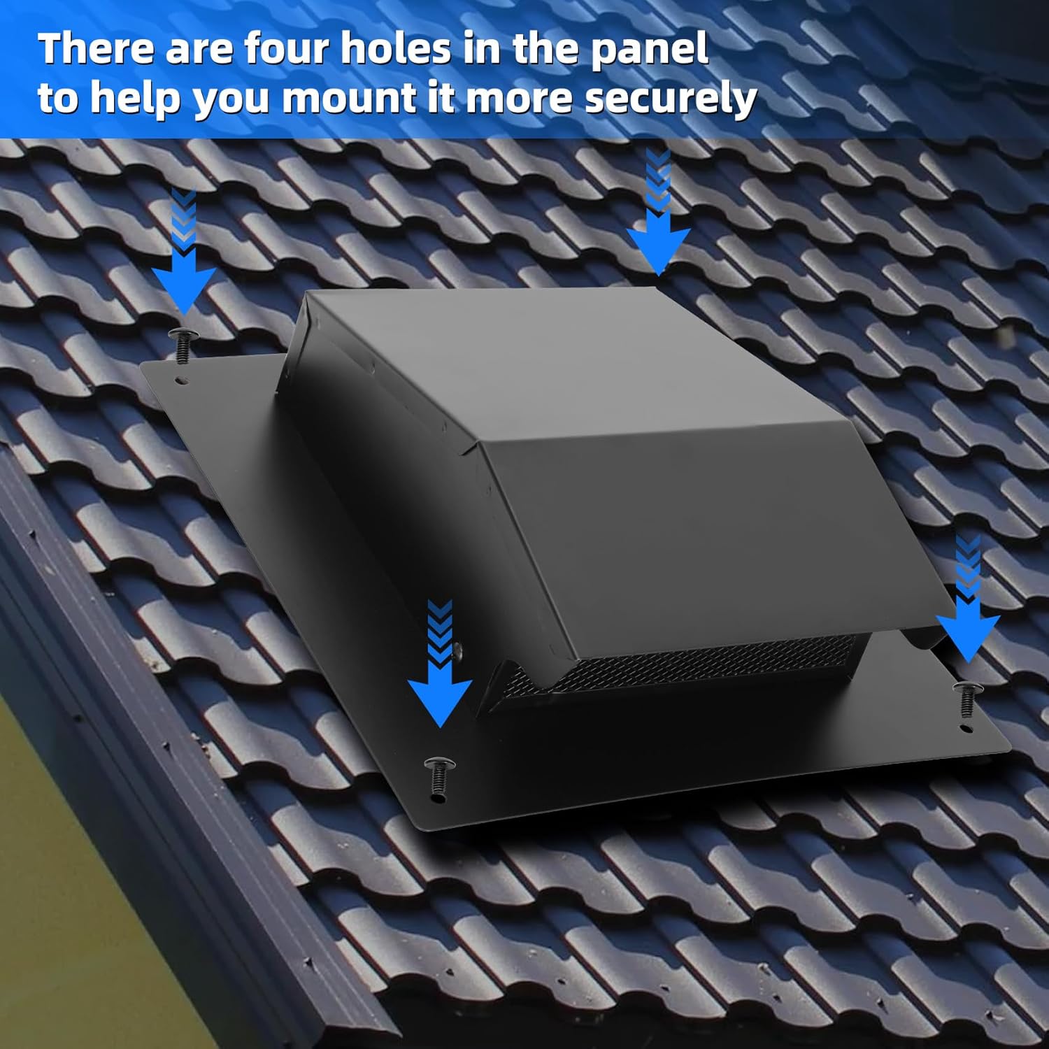 6Inch Roof Vent Cap with Wind Damper and Mesh to Provide Flow of Fresh Air and Keep Critters Out,6 Inch Roof Exhaust Vent, Black
