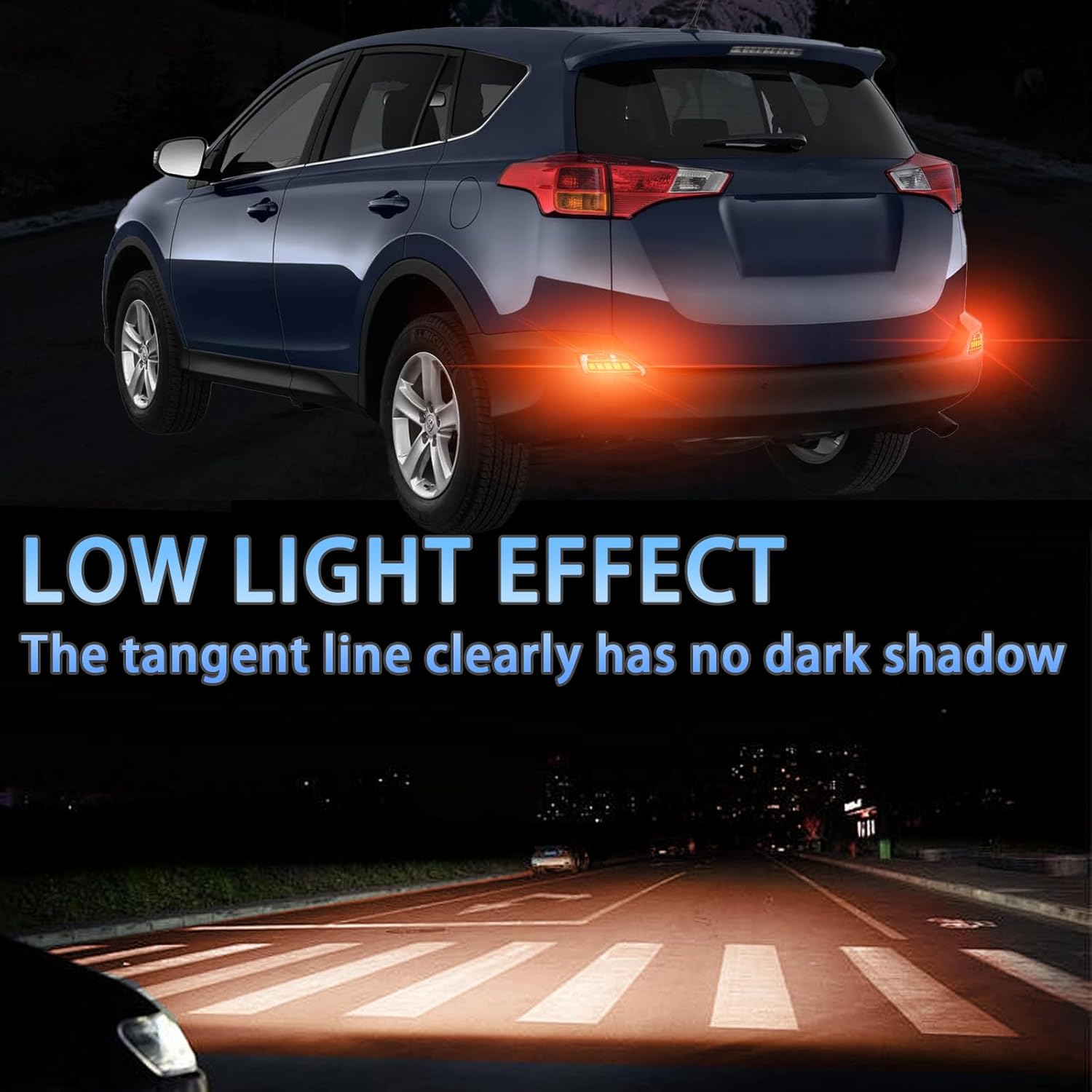 Upgrade LED Rear Bumper Reflectors Light Fog Brake Tail Lamps Compatible with Toyota RAV4 2013 2014 2015 Replace OEM Stock Reflector Sequential Turn Signal Light (Smoked)