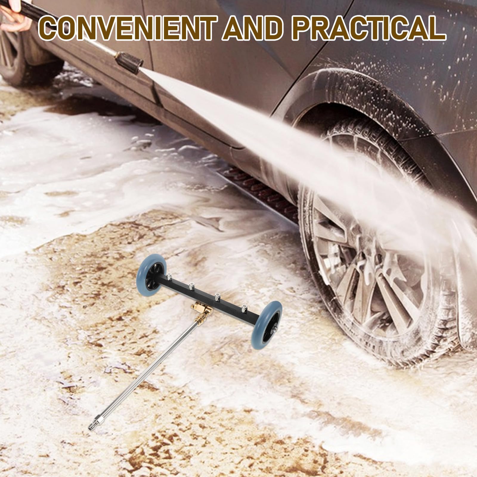 SUPVOX Limpiador de Chasis para Hidrolavadora con Varilla de Extensión de Acero Inoxidable y Plástico, Alta Eficiencia para Limpieza Debajo del Coche