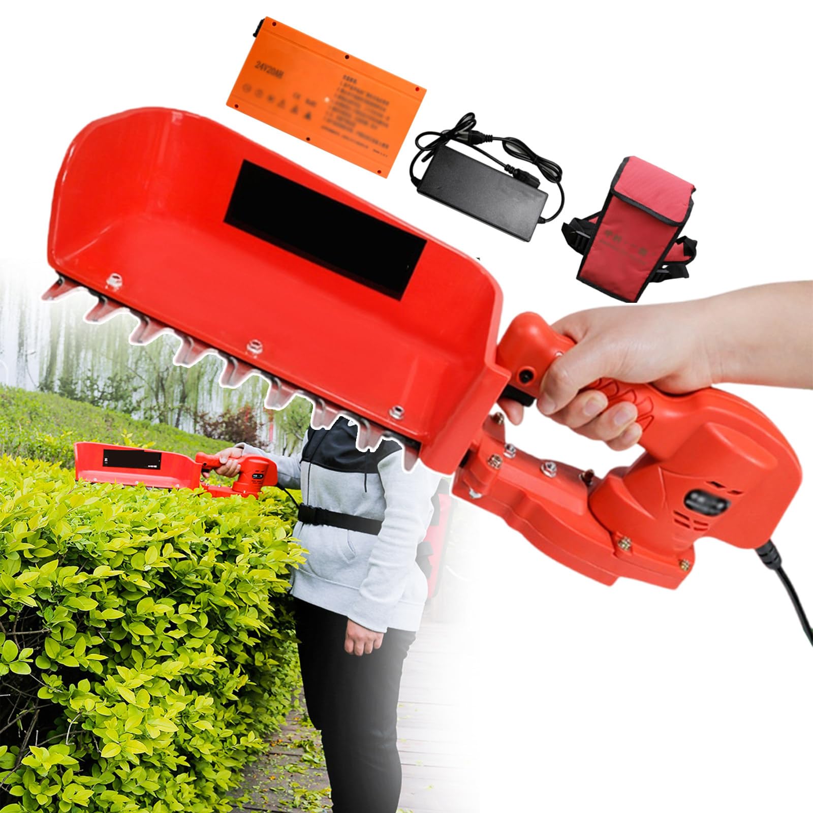 Machine Électrique De Cueillette De Thé 1400Tr/Min, Tondeuse Électrique avec Interrupteur À Une Touche, Taille-Haie D'extérieur, Outil D'Élagage De Jardin Professionnel(avec Batterie)