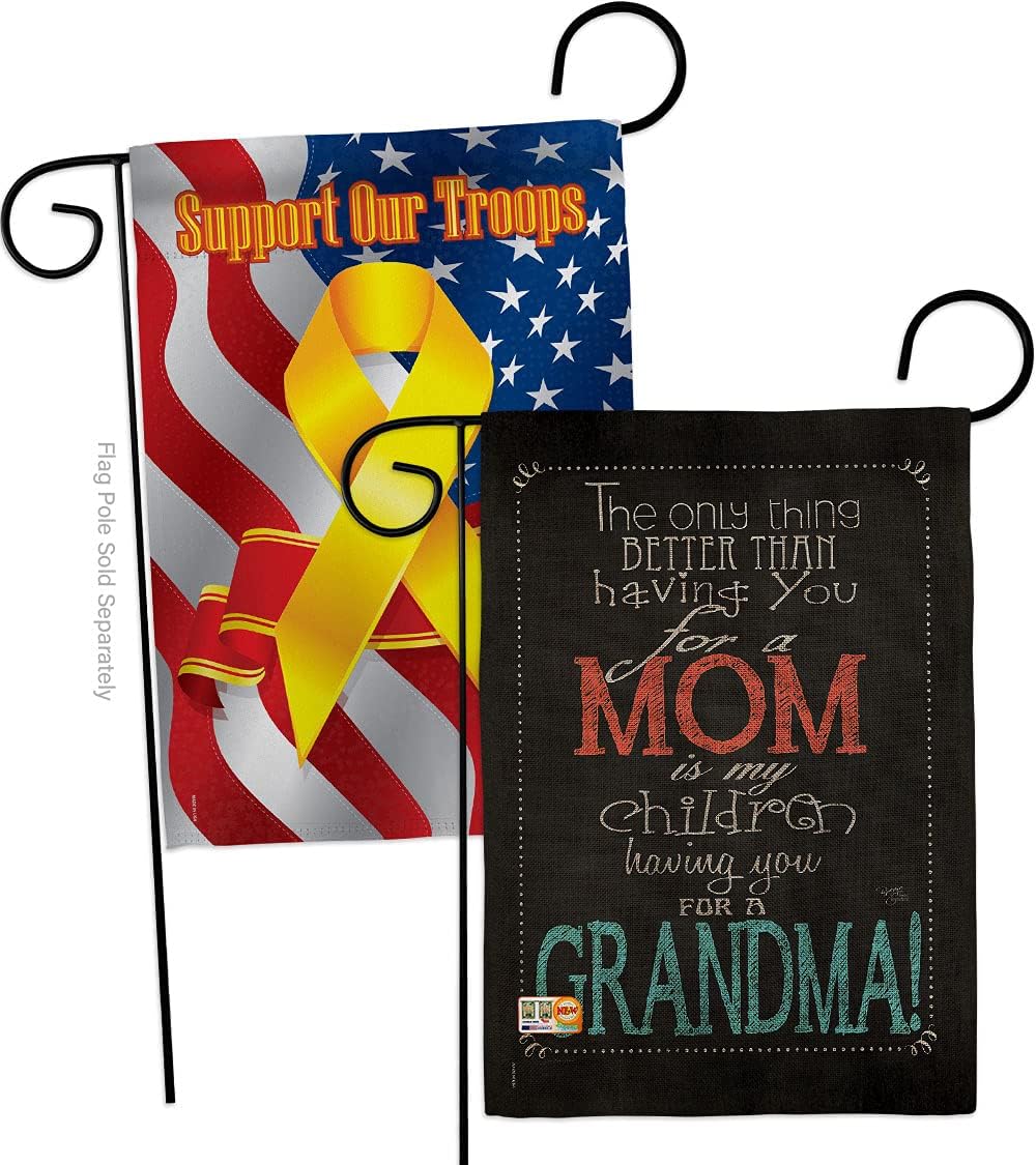 Mom Grandma Garden Flags 2pcs Pack Family Mother Day Mama Love Flowers Parent Sibling Relatives Grandparent Small Decorative Gift Yard House Banner Made In USA 13 X 18.5
