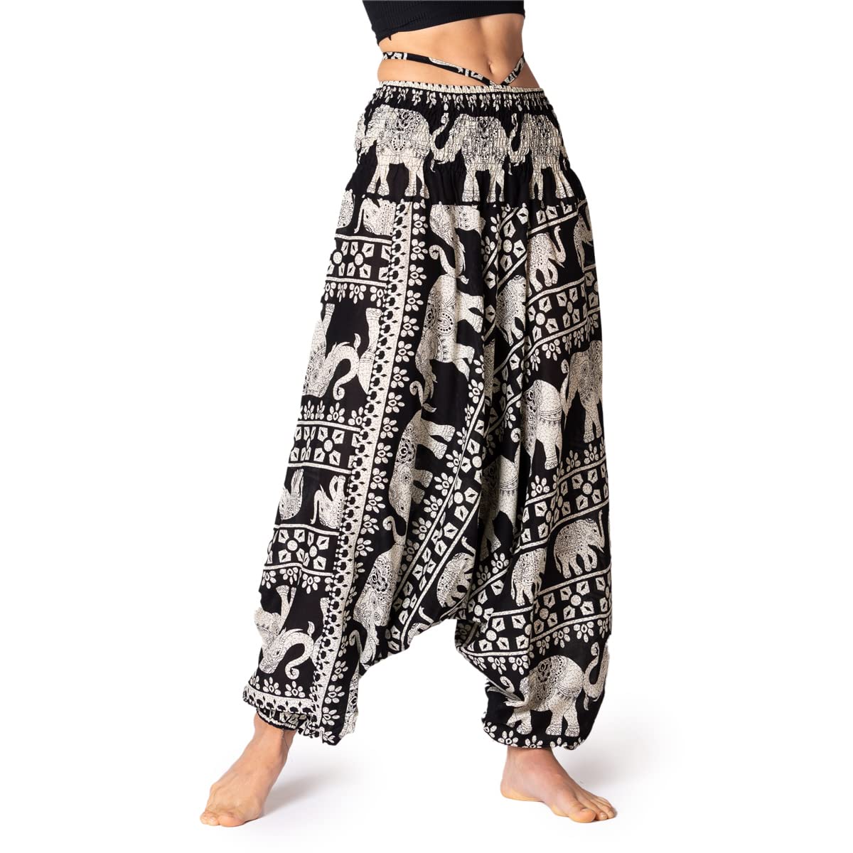 PANASIAM Aladin Pants Design Chang I 100% Viscosa Naturale - piacevolmente Morbido e Leggero I Elastico di Alta qualità in Vita - per Una vestibilità Sempre Confortevole I Pantaloni Harem