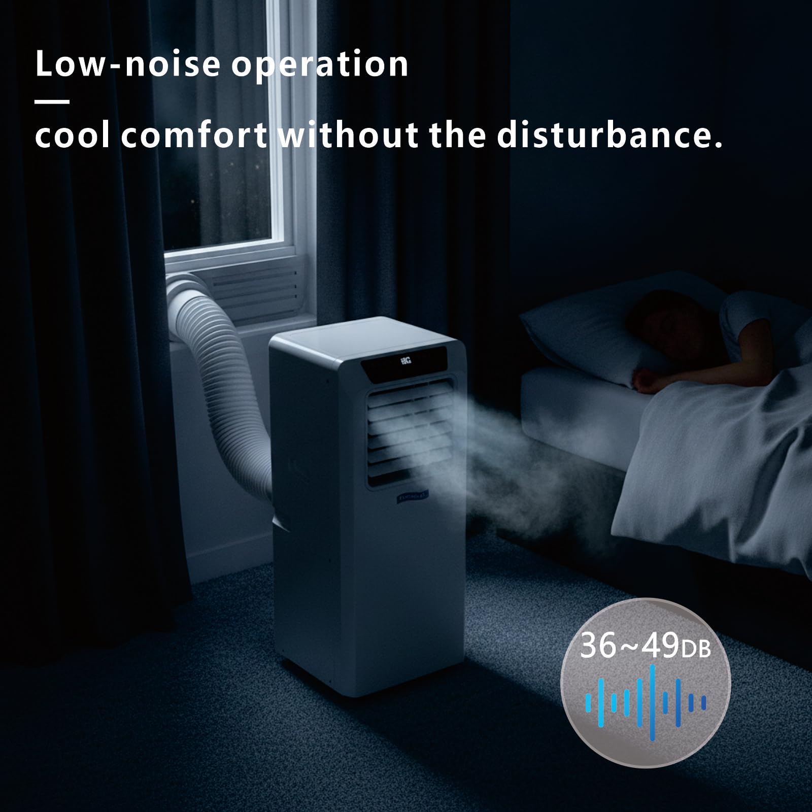 Aire Acondicionado Portátil # Climatizador portátil silencioso con refrigeración, deshumidificador y Ventilador, Control Remoto, 12 H Ruedas, Kit de Ventana, para Dormitorio, 9000BTU