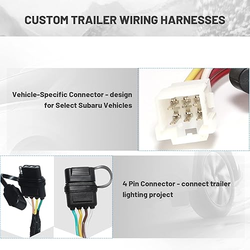 Miniatura 7 de MECMO Arnés de cableado de remolque de 4 pines para Subaru Forester 1998-2008, Outback 2000-2009, Tribeca 2008-2014, B9 Tribeca 2006-2007, Subaru