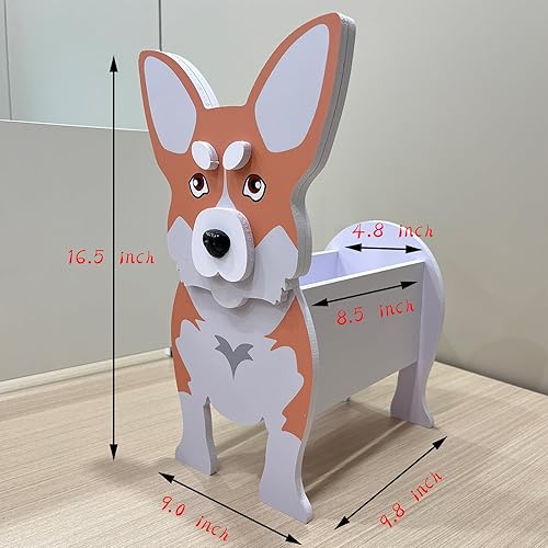 Miniatura 5 de Maceta para perros, macetas de flores de animales lindas para decoración de jardín al aire libre, Shih Tzu amarillo, contenedor de almacenamiento de