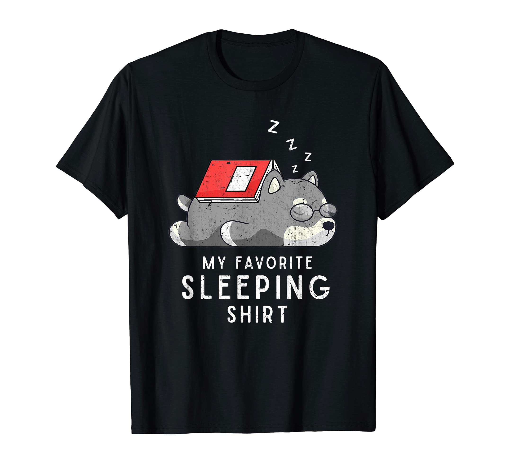 Pet Late Riser Sleepy Cute Animal Late Nighter Sleeping Dog T-Shirt, Black