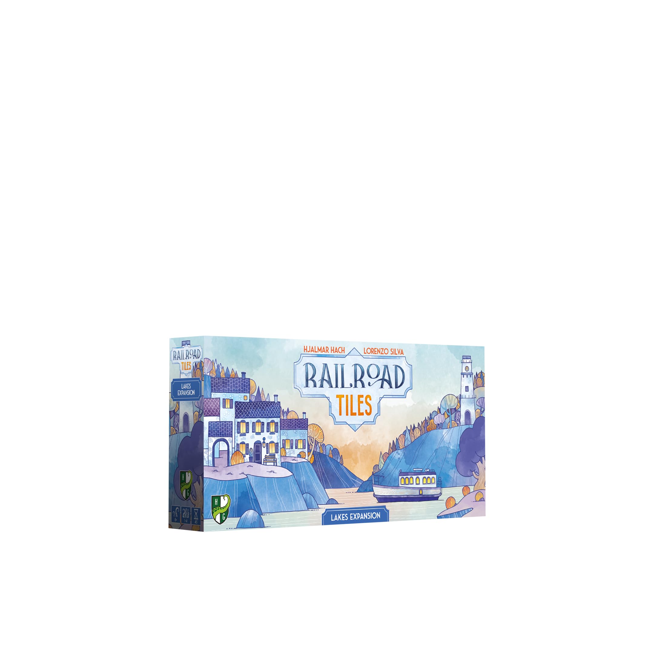 Cranio Creations - Railroad Tiles, Lakes Expansion - Expand your Railroad Trip with Lakes and Ferries! - 1-4 Players, 45 Min - Age 8+ - Expansion - Italian Language Edition