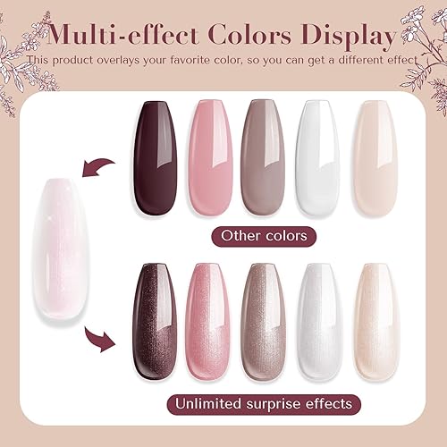 Miniatura 3 de AZUREBEAUTY Juego de esmalte de uñas 4 colores otoño invierno marrón rosa purpurina esmalte de uñas de secado rápido laca natural para uñas kit para