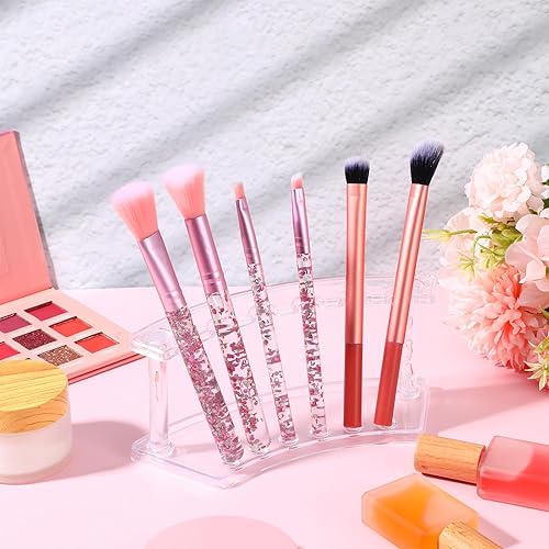 Miniatura 5 de Nodaaiie 12 soportes de exhibición de acrílico para bolígrafos, organizador transparente de 6 ranuras para brochas de maquillaje, bolígrafos de