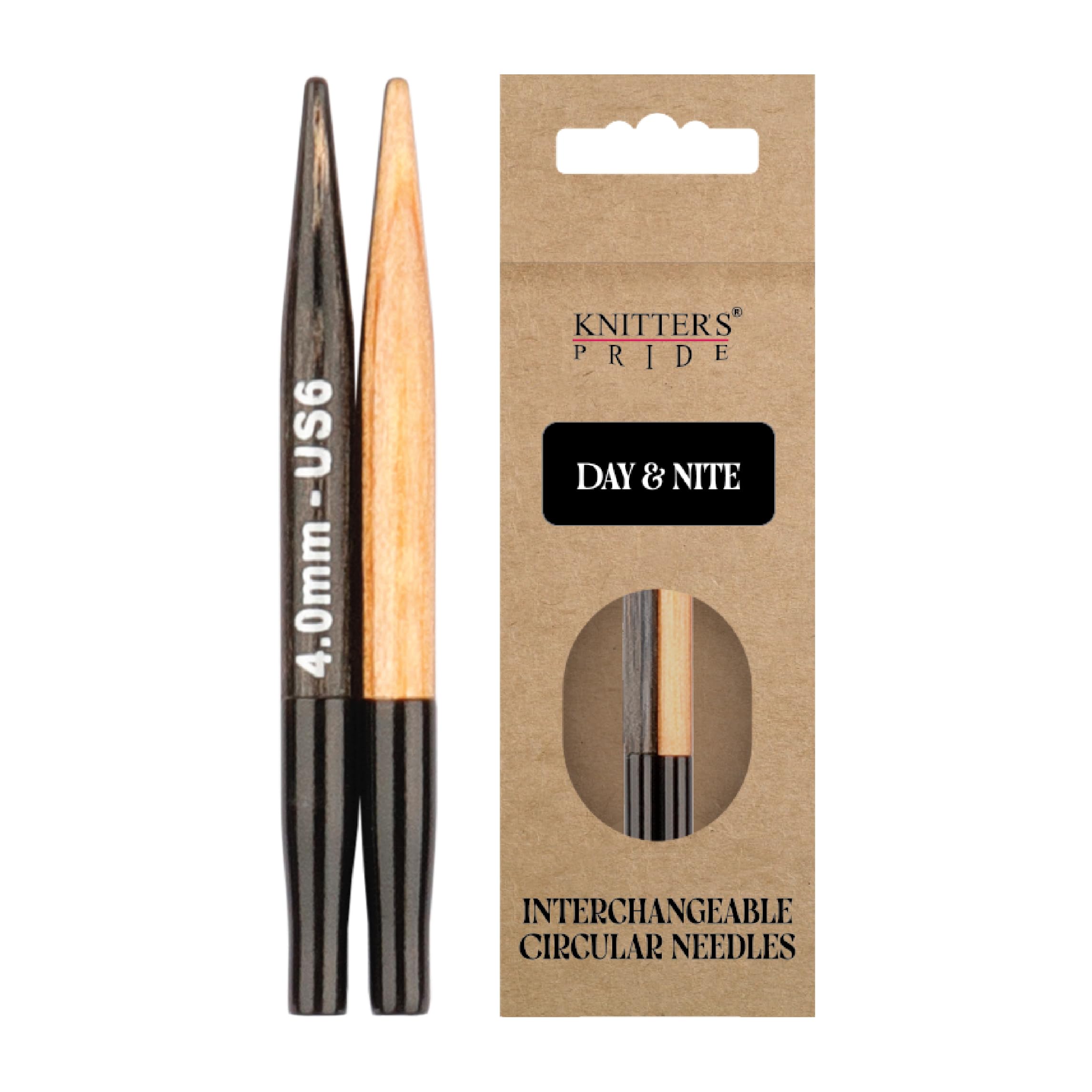Knitter's Pride Natural/Black Day & Nite Mini Interchangeable Knitting Tip 4.00 Mm, 5 Cm, 1 Piece