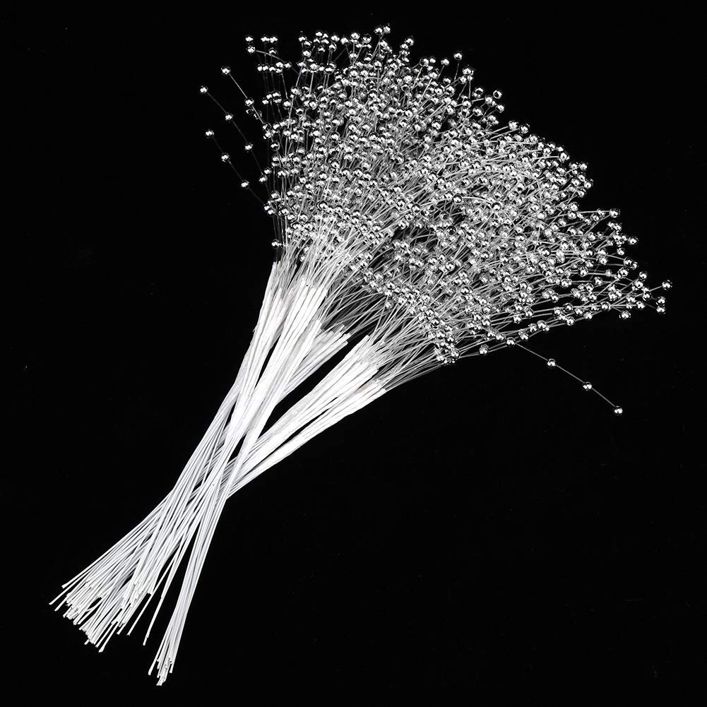 Ramo de Novias,Palos de Perlas 50 PCS Aerosoles de Perlas Dama de Honor Tallos de Perlas Espray de Flores de Perlas para Bodas Decoración de Fiesta en Hoga Artesanía Plata 10 Pulgadas