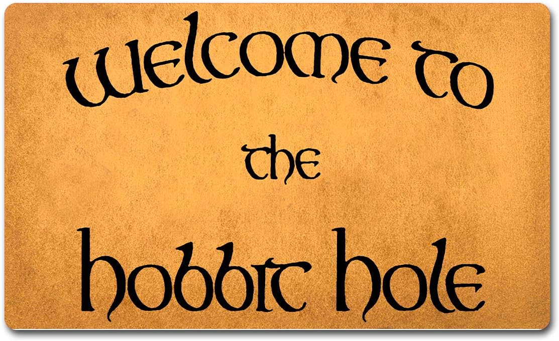 Welcome Funny Mat Rubber Back 30"(L) x 18"(W)Welcome To The Hobbit Hole The Lord Of The Ring Door Mats Funny Doormat for Entrance Way Novelty Mats for Front Door Mat No Slip Kitchen Rugs and Mats