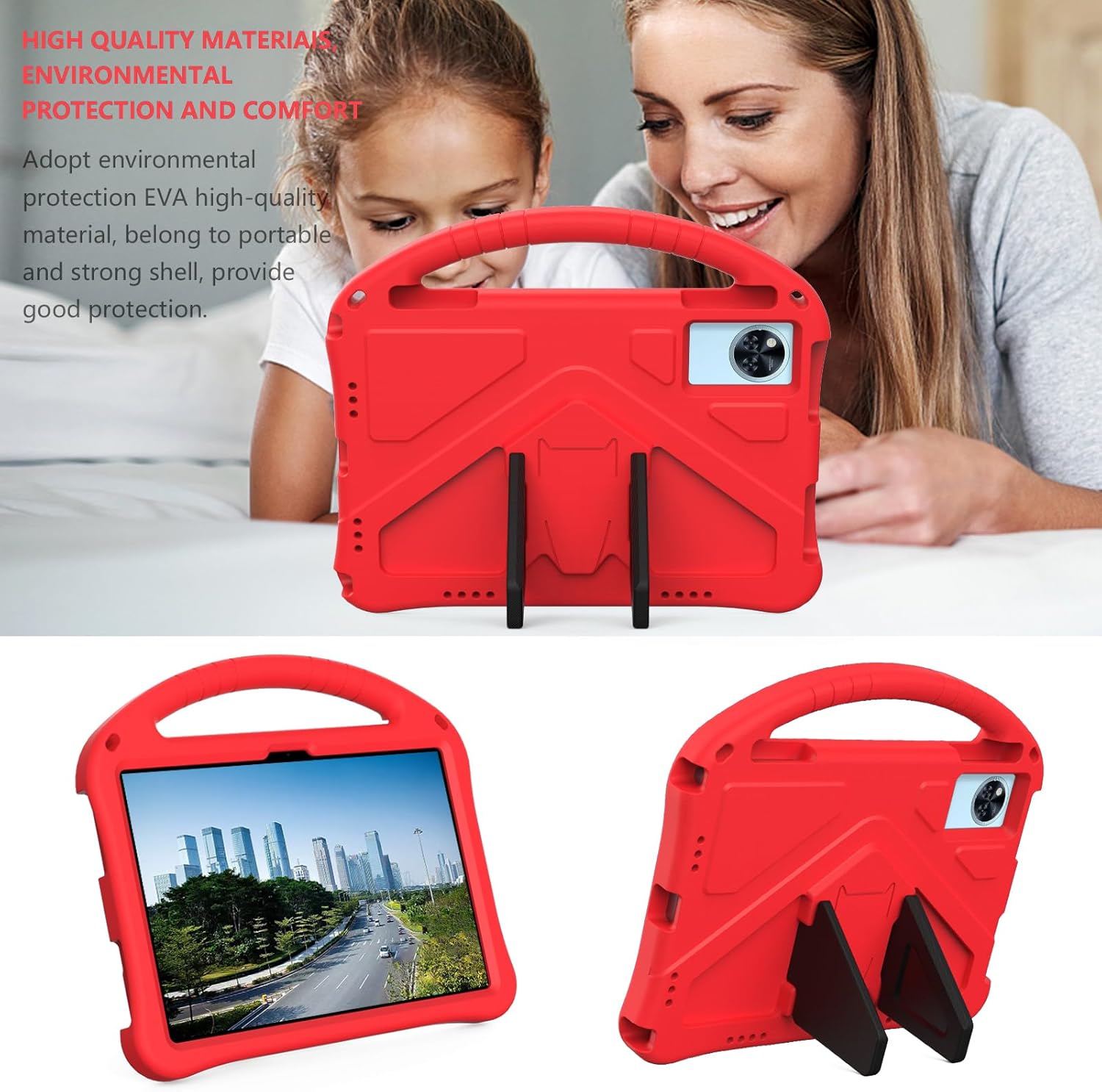 for Lenovo Idea Tab 11 inch Case 2025, EVA Kids Shockproof Tablet Cover for Lenovo Idea Tab Tablet 11 '' with Handle Stand (Red)