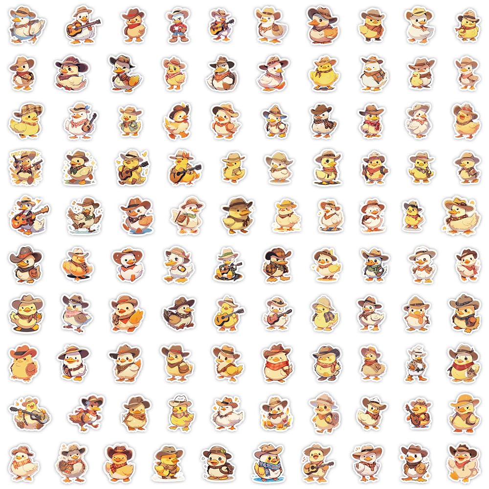 Trendy Cowboy Duck Vinyl Stickers, 100 PCS Waterproof Cartoon Animal Decals for Laptops Scrapbooking, Journals, Notebooks - Image 2
