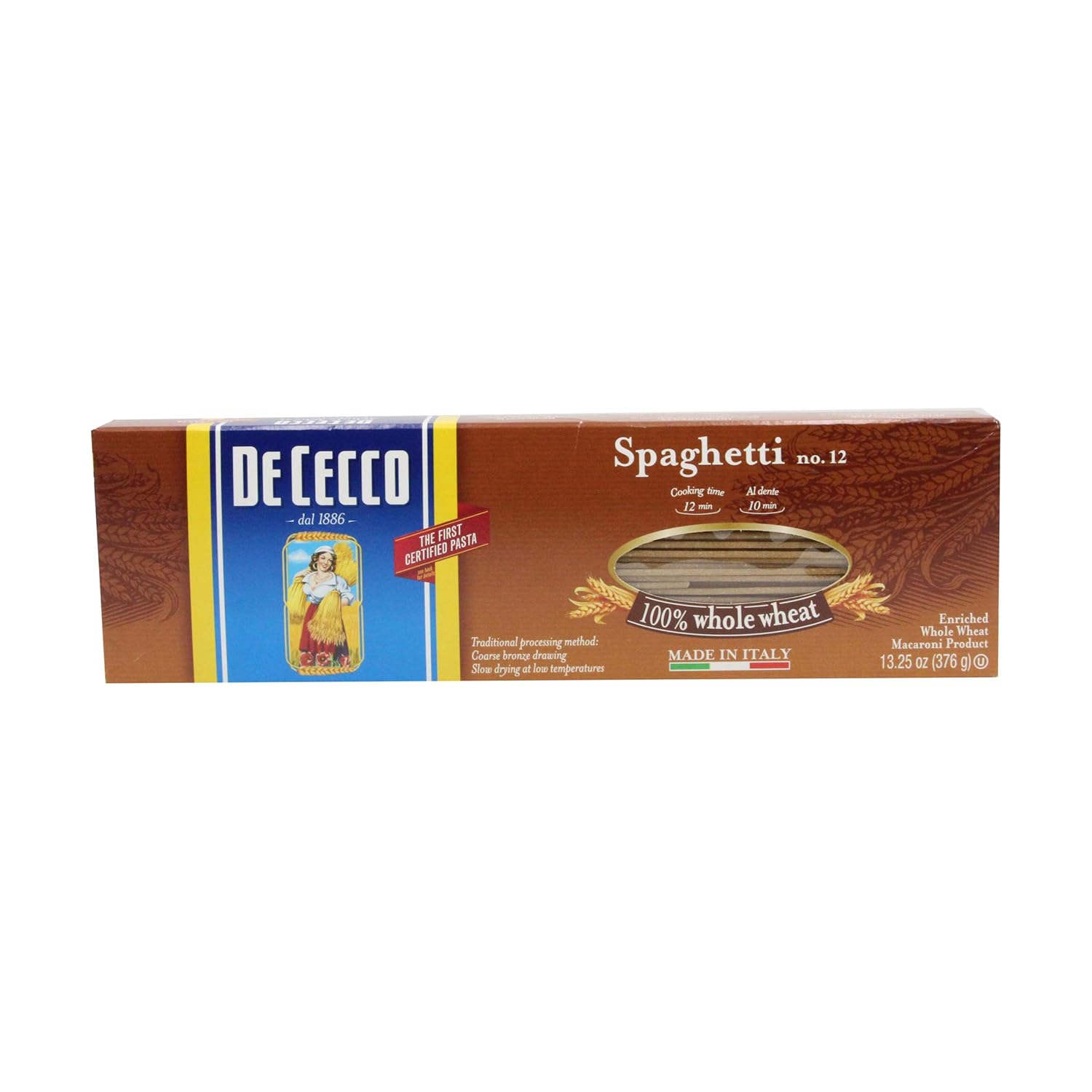 DE CECCO PASTA Whole Wheat Spaghetti Pasta, 13.25 OZ Grocery & Gourmet Food
