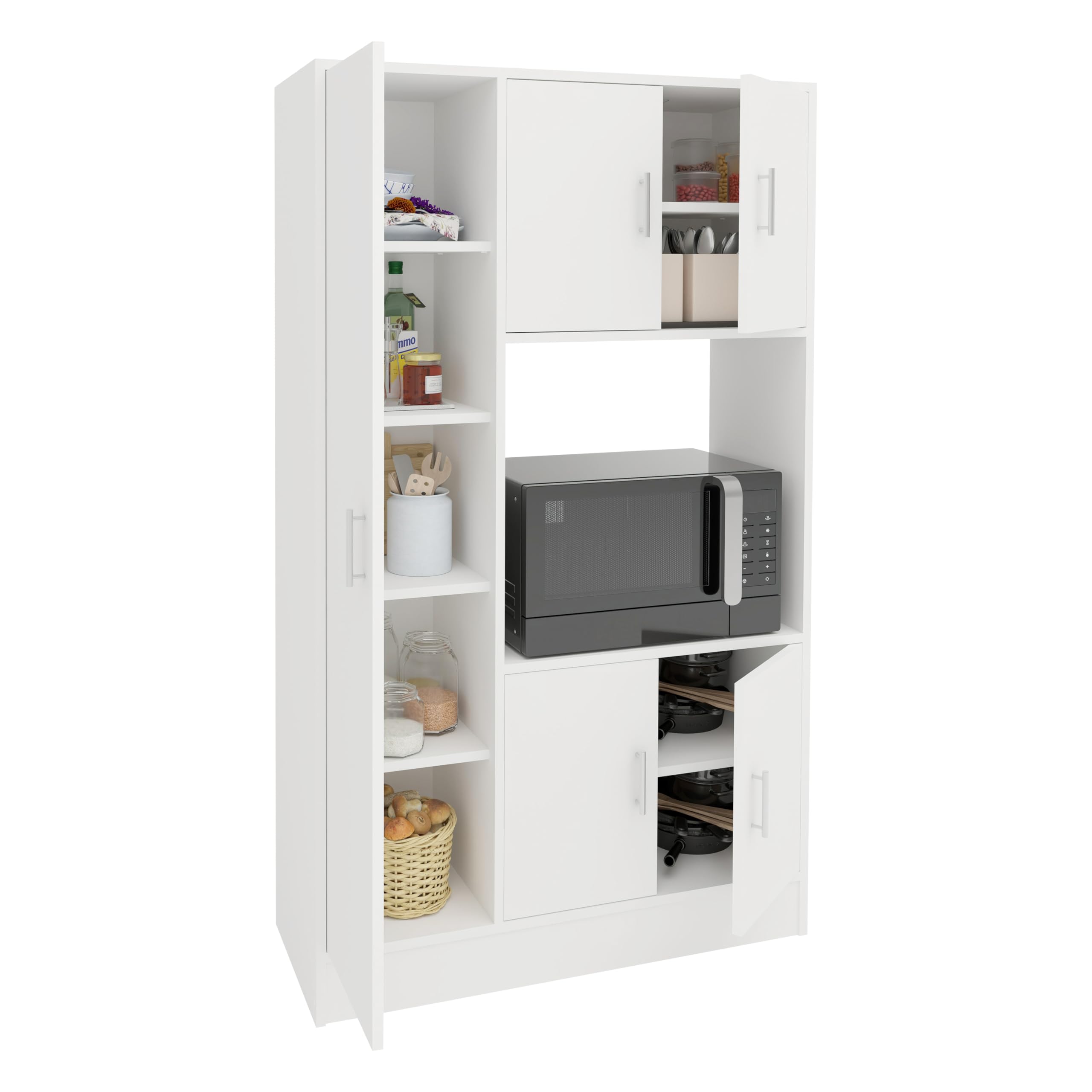 Küchenschrank Arno, 5 Türen, Weiß, 90 x 32 x 150 cm
