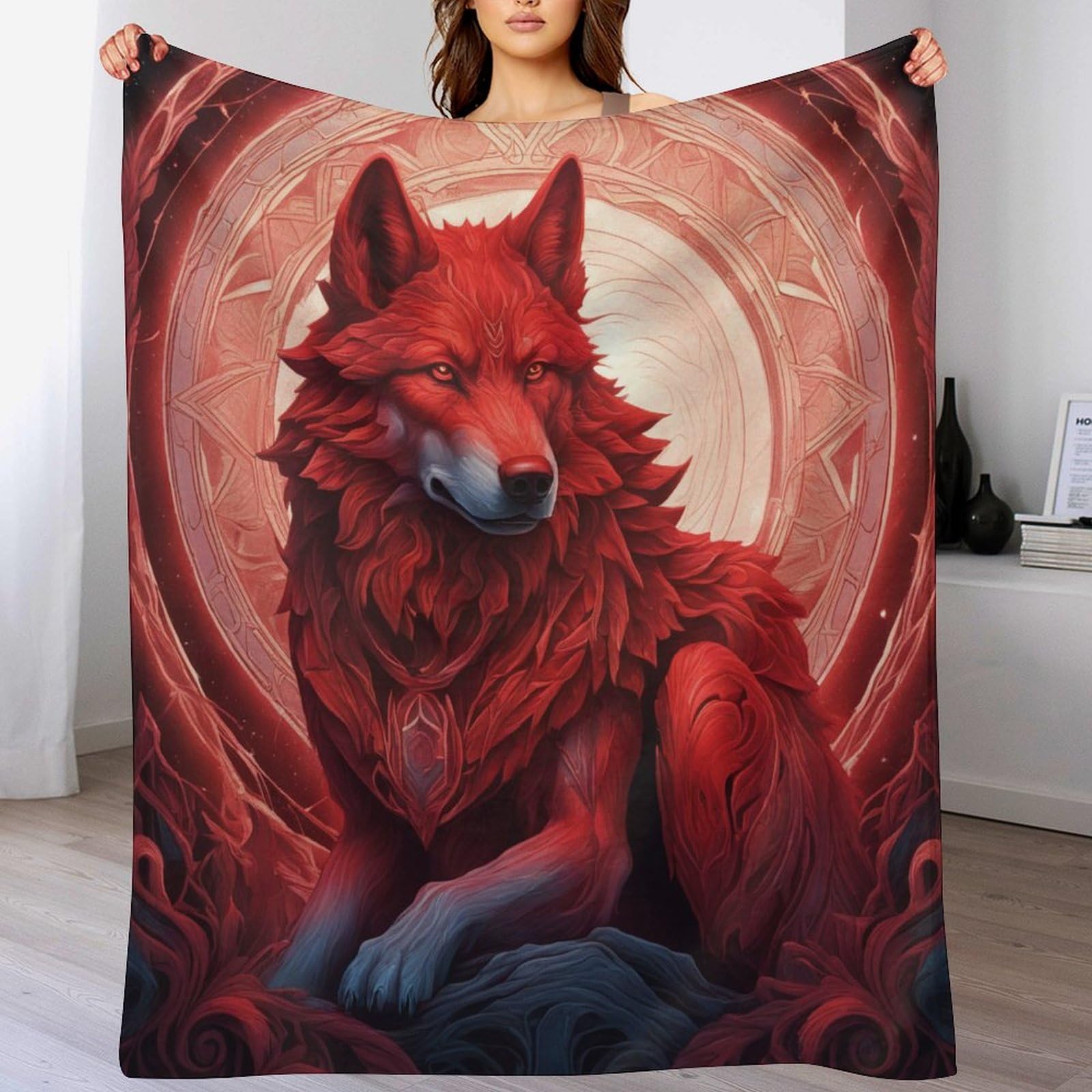 Couverture loup douce toutes saisons en flannel thermorégulatrice