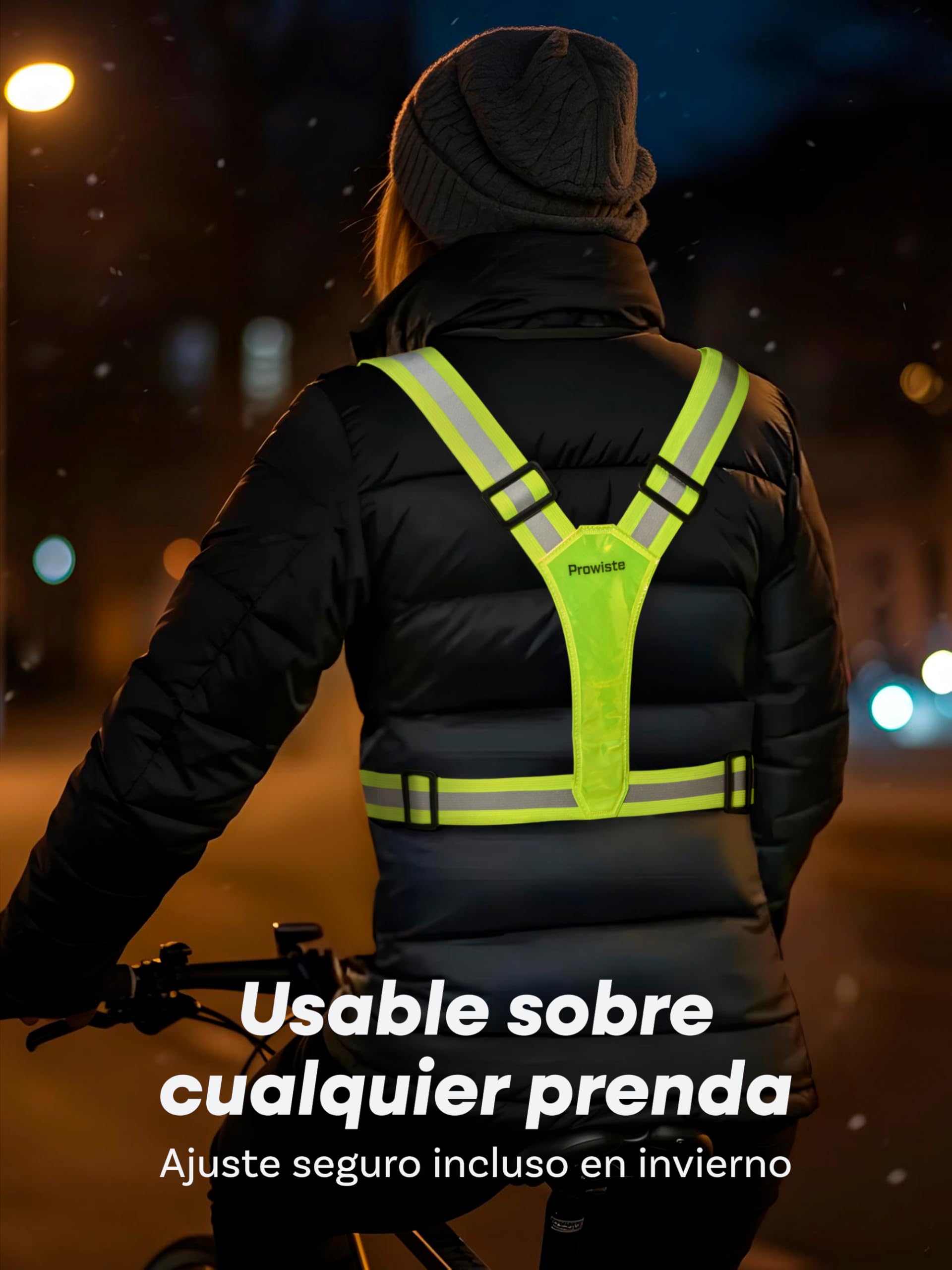 Prowiste Chaleco Reflectante Bicicleta Hombres & Mujeres – Visibilidad 360° con Bolsillo Frontal – Correas Ajustables – también para Correr & Actividades al Aire Libre