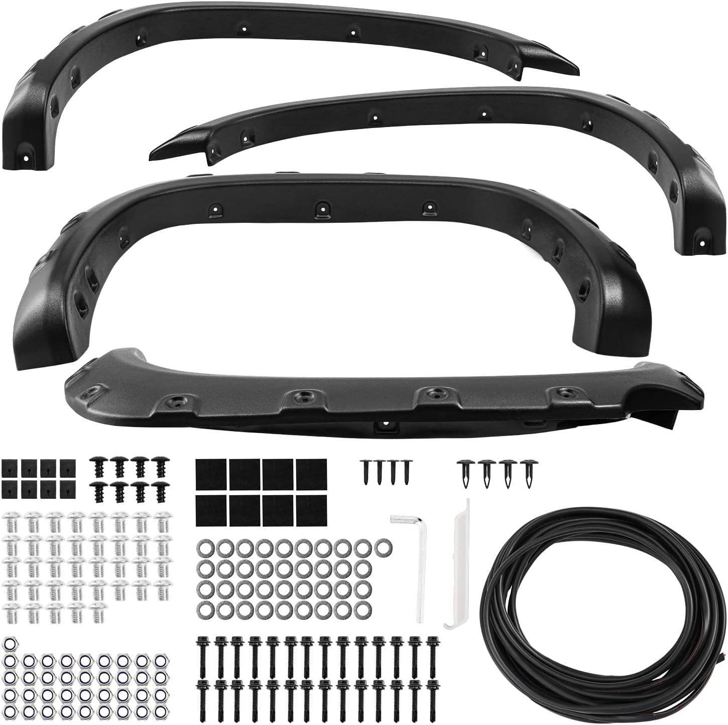 4Pcs Fender Flares Kit Compatible for 2014-2021 Toyota Tundra,Pocket-Riveted Style Paintable Wheel Fender Flares Cover Kit, Front and Rear, Matte Black