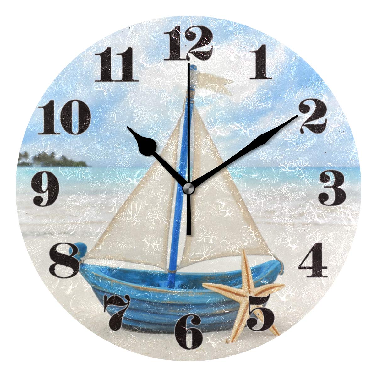 Mnsruu Orologio Da Parete Silenzioso Con Stella Marina – Diametro 24 Cm – Decorazione Artistica Per Casa E Ufficio