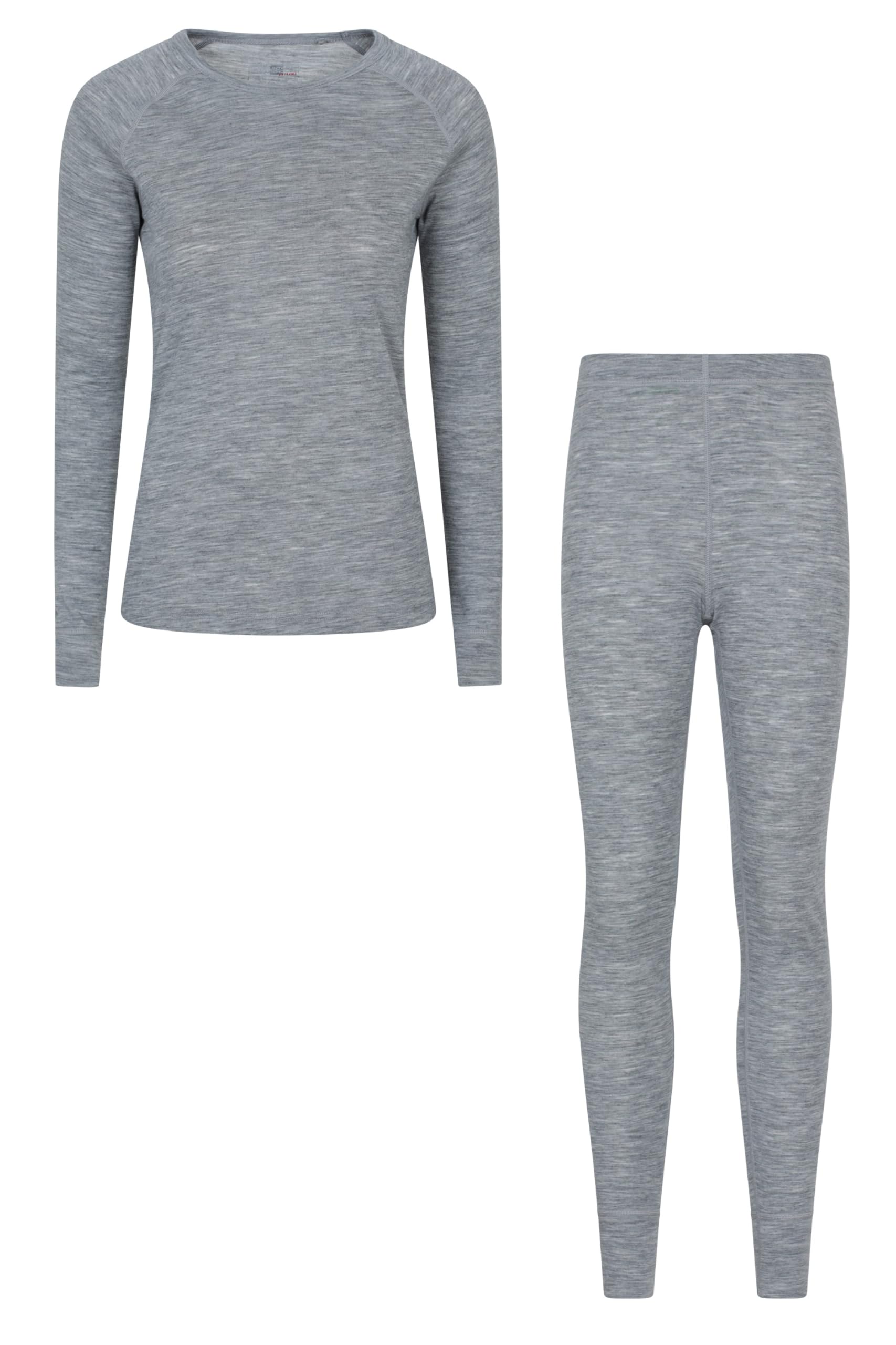 Mountain Warehouse Merino Womens Top & Pants Set Light Grey (Multipack 02) 18