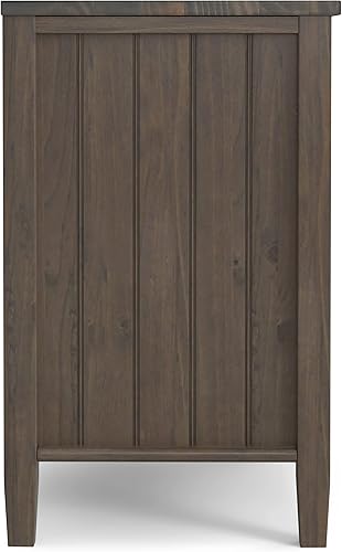 Miniatura 7 de SIMPLIHOME Lev Mesita de noche de transición de madera maciza de 24 pulgadas de ancho, color marrón ahumado, para sala de estar y dormitorio