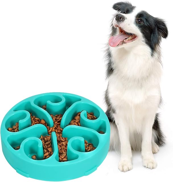 SUOSDEY Slow Eating Dog Bowl Slow Feeder,Pet Interactive Feeder Stop Bloat Dog Bowl Healthy Eating Food Water Bowl&Dishes Non Slip Free Toxic for medium/small dog