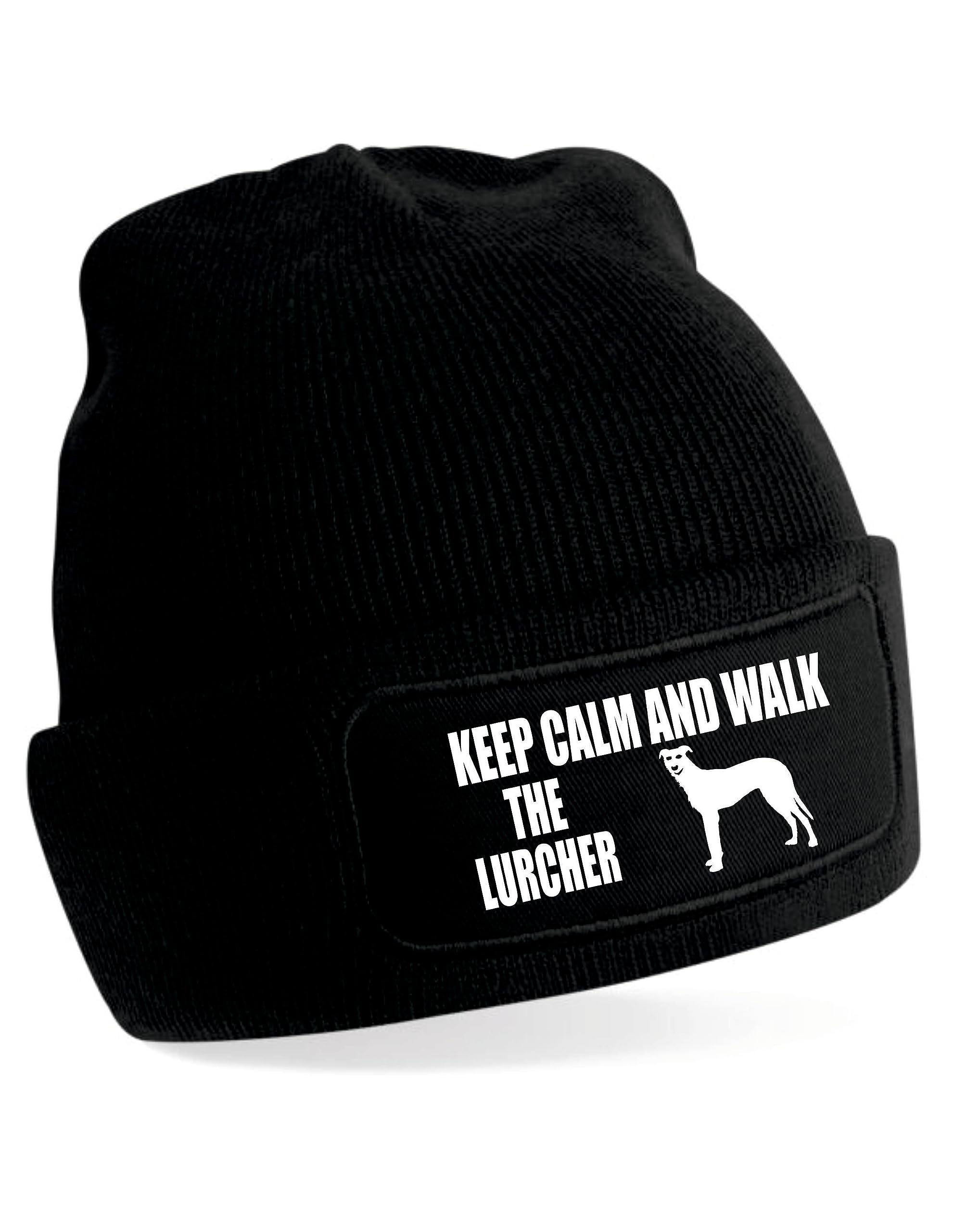 Print4U Keep Calm & Walk The Lurcher Beanie Hat Dog Lovers for Men & Ladies Black