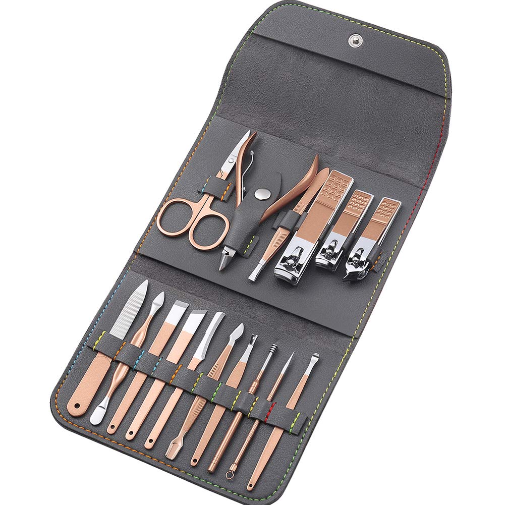Nail Clipper Set,Nail Cutter Set,Manicure Set,18pcs Manicure Nail Care Kit,Professional Stainless Steel Pedicure Grooming Travel Case Tools set for Women and Men.