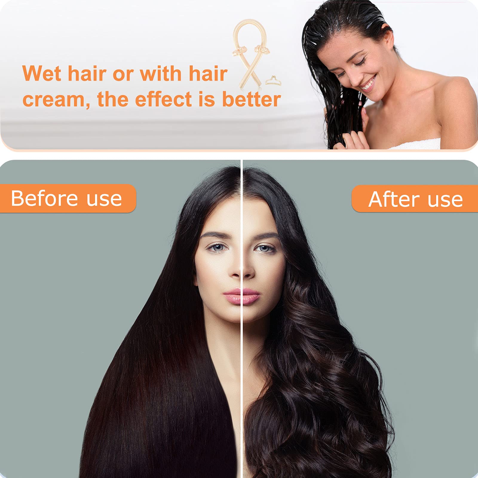 Women Heatless Hair Curlers For Long Hair, No Heat Silk Curls Headband You Can To Sleep In Overnight, Soft Foam Hair Rollers, Curling Ribbon and Flexi Rods for Natural Hair (Rose) 2