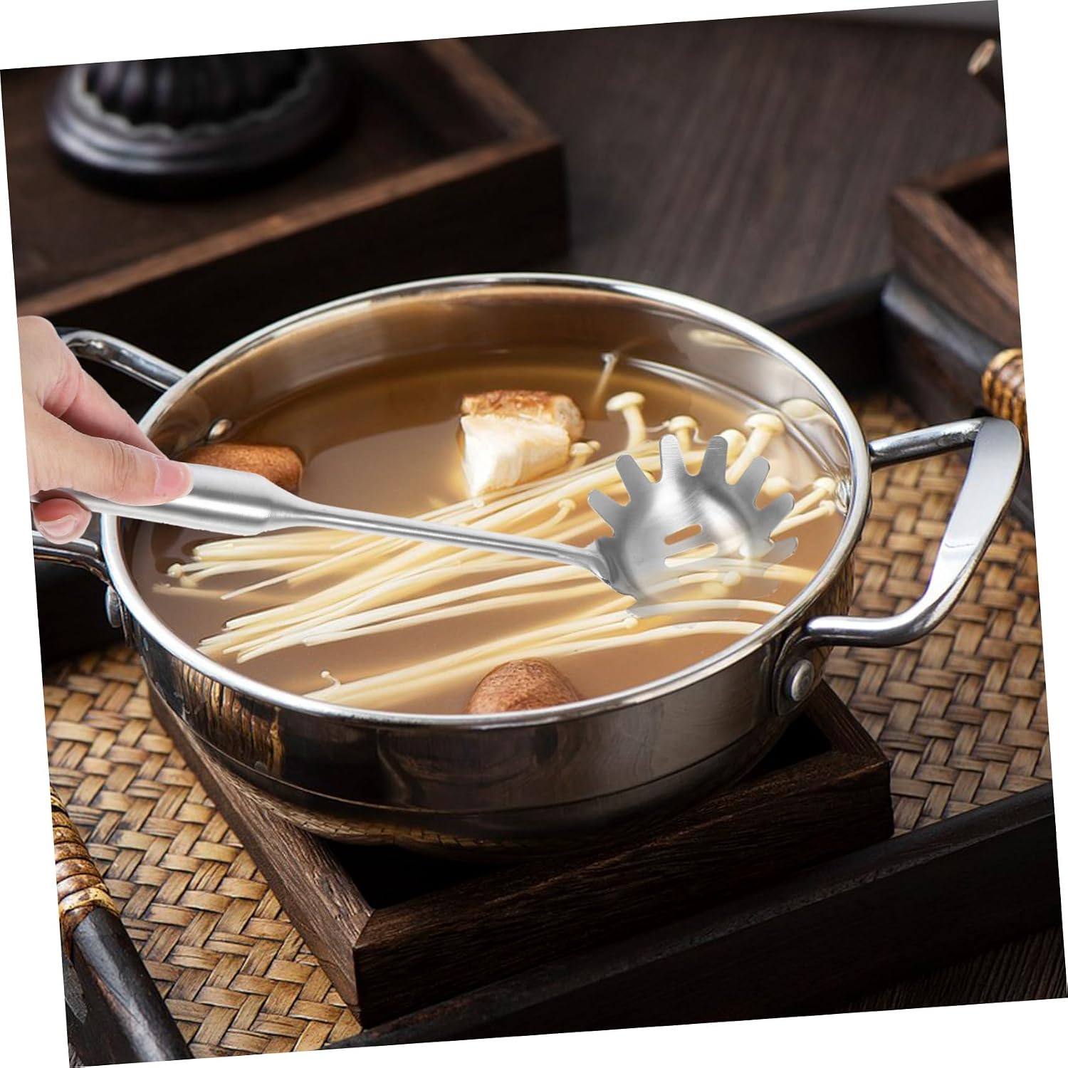 Ciieeo 2pcs Stainless Steel Spaghetti Tong Easy Serving and Picking Noodles for Home Restaurant and Outdoor Dining