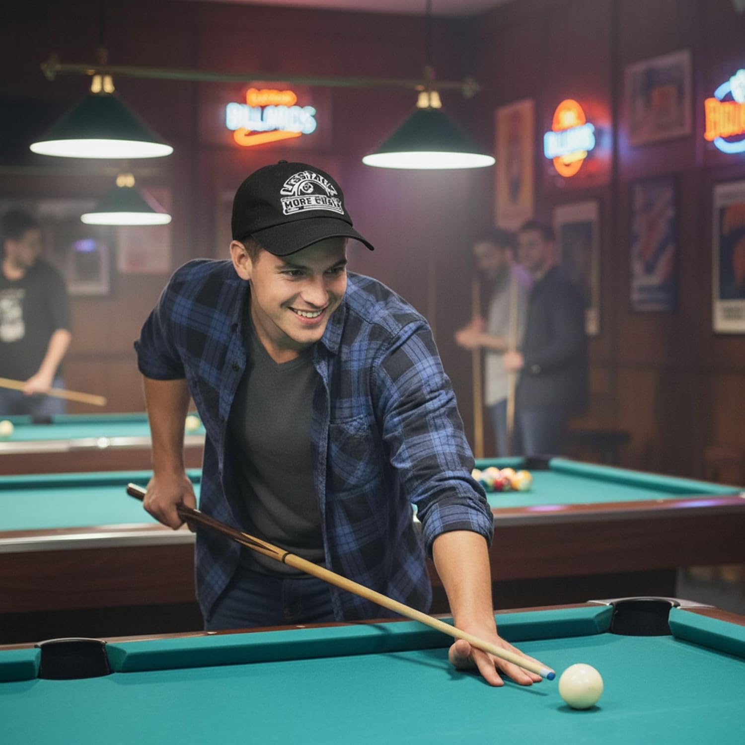 InnoBeta Pool Player Billiards Gifts - Less Talk More Chalk Hat - 8 Ball Gifts for Men Women - Embroidered Baseball Cap Black