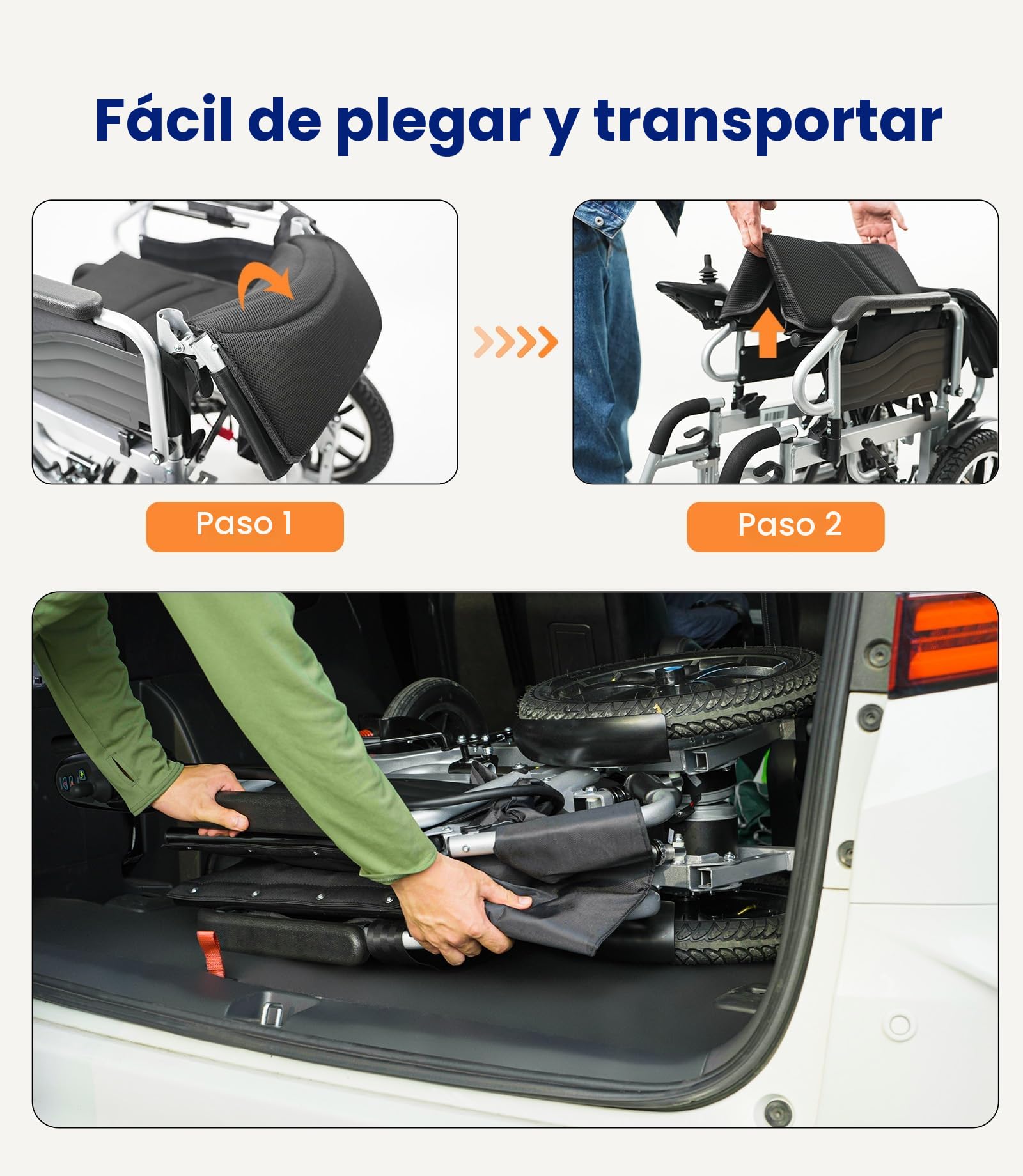 VOCIC V56 Silla de ruedas electrica plegable ligera 150KG,30KM silla ruedas electrico con neumáticos de goma 40CM para todos los terrenos,Estable y fuerte,Aprobado por la aerolínea|Garantía de 5 años